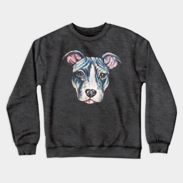 Blue Pitbull Face Crewneck Sweatshirt by candimoonart